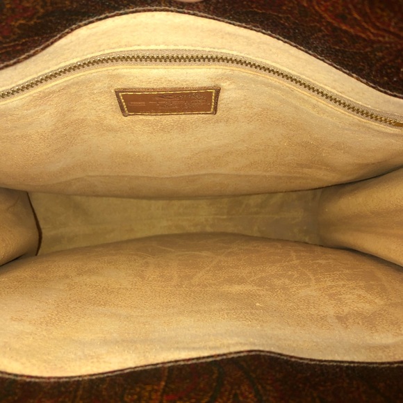 W ETRO Red Paisley Coated Canvas Vachetta Leather Laptop Briefcase Shoulder Bag - Picture 8 of 15